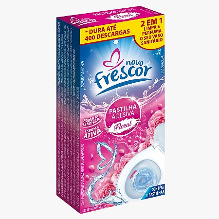 PASTILHA ADESIVA SANITARIA NOVO FRESCOR - FLORAL (CX C 3 UND)