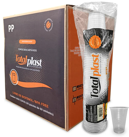 COPO DESC. 500ml PP TRANSP. LISO (TOTALPLAST) PCT C/50un