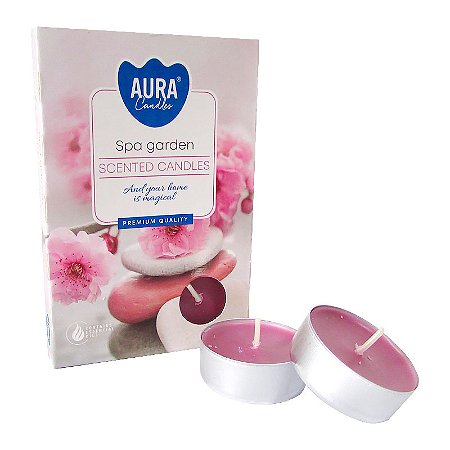 Velas Tealights Perfumadas cx com 6 Unid Aura - Spa Garden