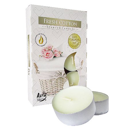 Velas Tealights Perfumadas cx com 6 Unid Aura - Fresh Cotton