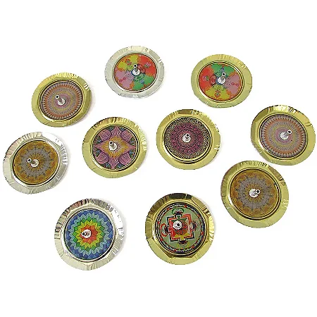 Incensario de Metal Redondo - Mandalas Indianas cores sortidas