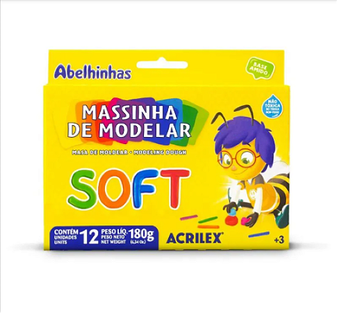 Massa de Modelar 12 Cores Soft 180g Acrilex