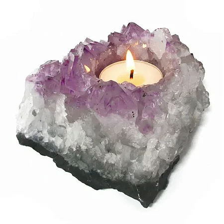 Porta Vela Natural Drusa de Ametista Energia Espiritua