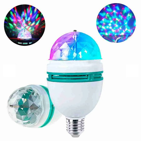 Lampada Giratoria LED RGB Bola Maluca Colorida Para Festa