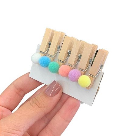 Kit mini pregador com pompom