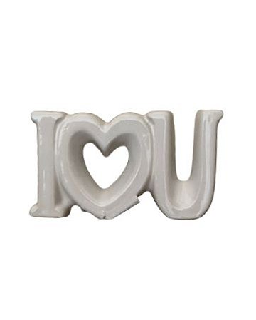 Enfeite cerâmica 'I love U'