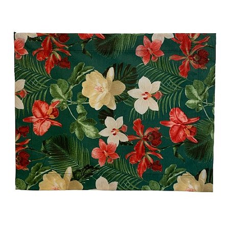 Jogo americano impermeável - Est. Floral fundo verde