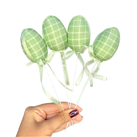 Pick com 4 ovos de tecido verde água