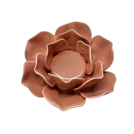Castiçal porcelana flor - rosé