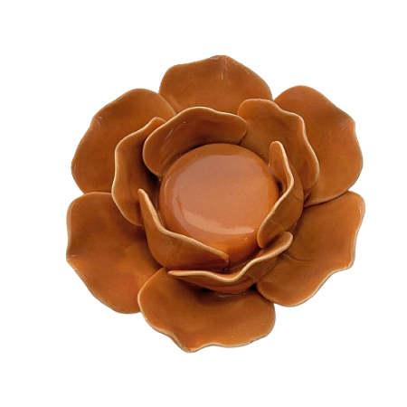 Castiçal porcelana flor - caramelo