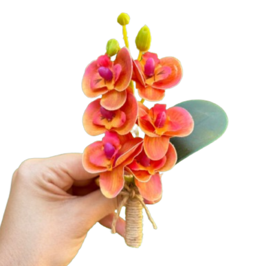 Porta-guardanapo galho mini orquídeas laranja
