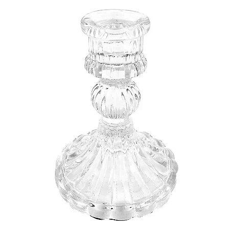 Castiçal de vidro para vela com pé