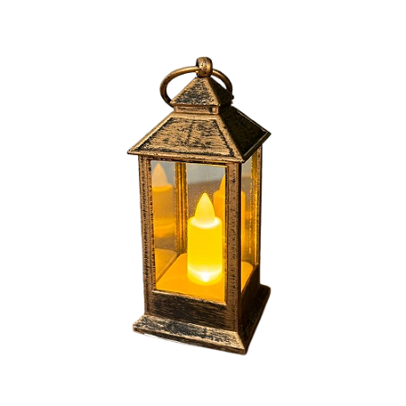 Luminária modelo Lanterna LED ouro velho