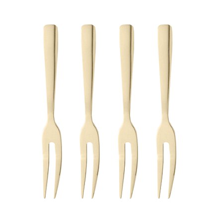 Kit com 4 garfos aperitivos inox dourado