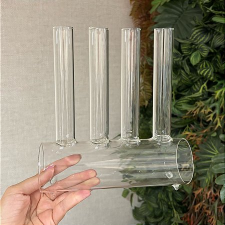 Vaso vidro 4 tubos base horizontal