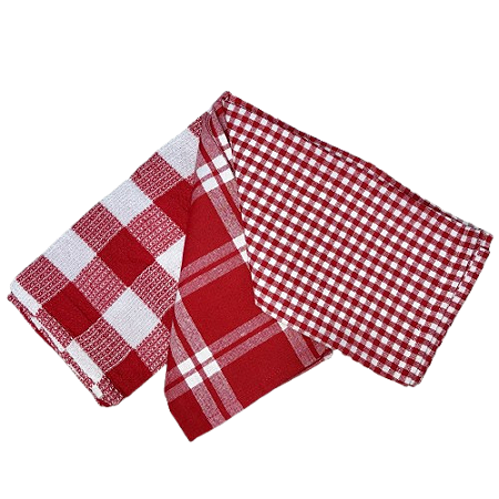 Kit com 3 panos de copa xadrez vermelho