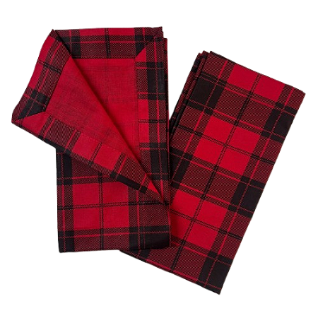 Guardanapo de tecido xadrez vermelho e preto