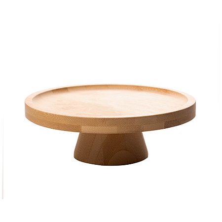 Mini prato bolo em bambu com pé