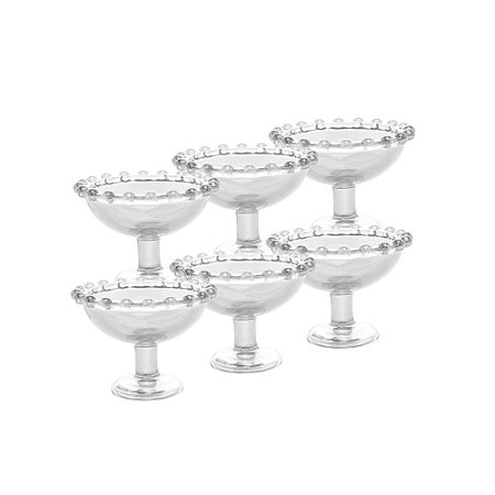Kit com 6 mini taças de cristal bolinha