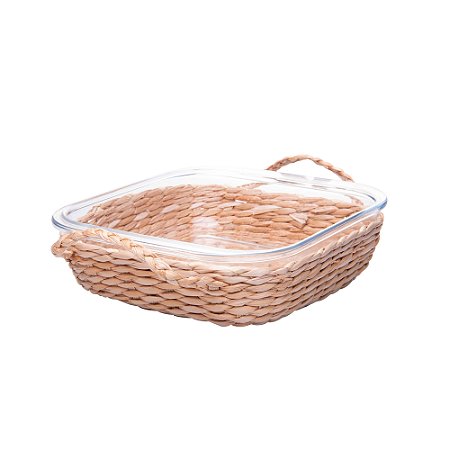 Refratário de vidro com suporte de fibra natural