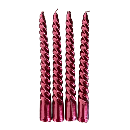 Kit com 4 velas espiral vinho metalizada