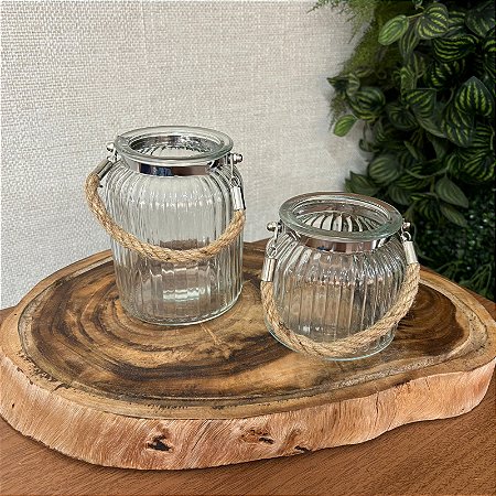 Kit com 2 vasos vidro com corda