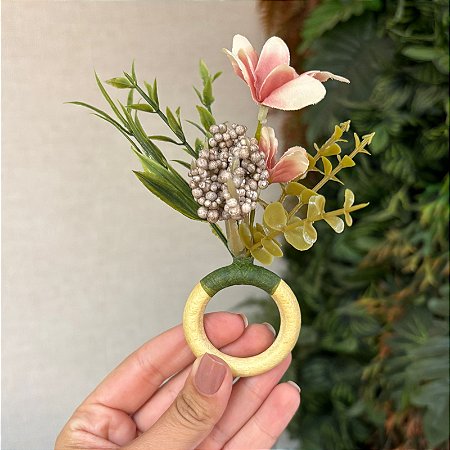 Porta-guardanapo arranjo floral rosé