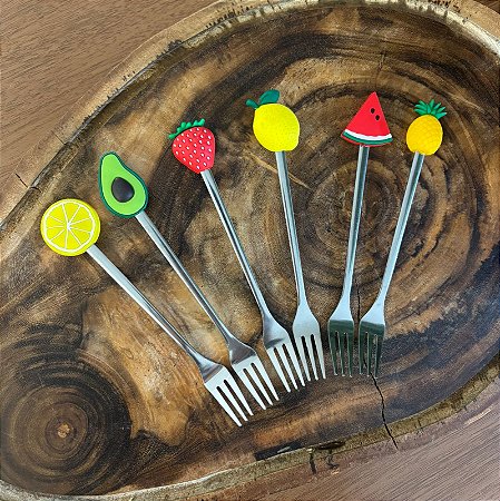 Kit com 6 garfos inox frutas