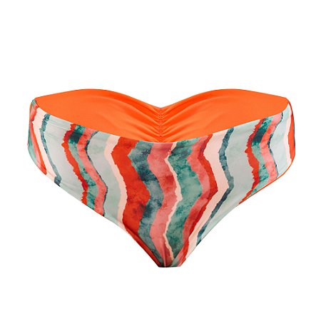 CALCINHA EMPINA BUMBUM DUPLA FACE - ONDAS COM LARANJA