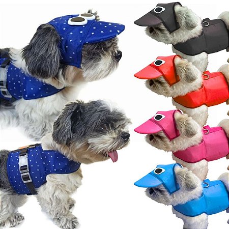 Coleira para Cachorro Peitoral com Boné para Cães Colete Pet