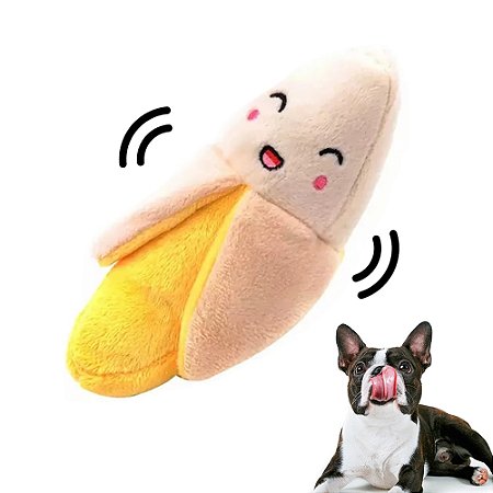 Banana de Pelúcia para Cães Brinquedo Pet Mordedor com Apito