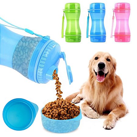 Bebedouro e Comedouro Portátil 2 em 1 para Cães Pet Cachorro Passeio