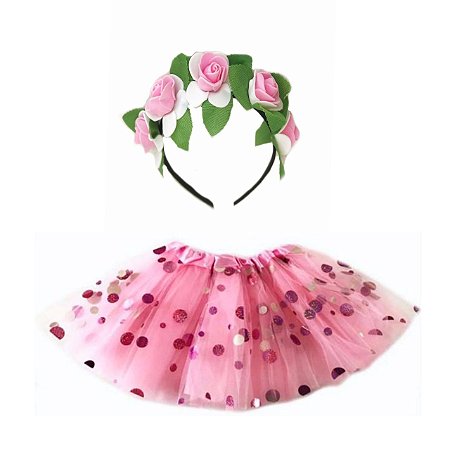 saia de tule com flores