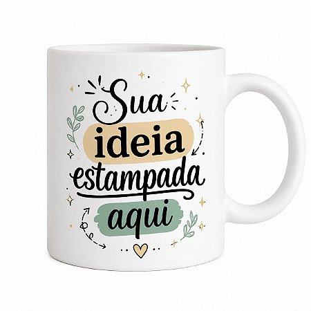 Caneca porcelana personalizada com nome, logo, frase ou personagem 325ml