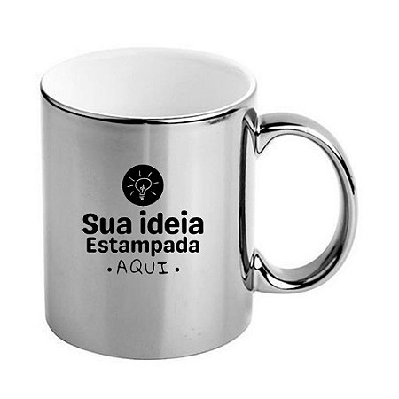 Caneca cromada 325ml personalizada prata