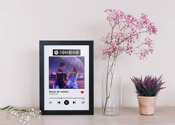Quadro Spotify com foto e música personalizado