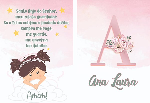 Kit placas MDF Nome e Santo Anjo Rosa