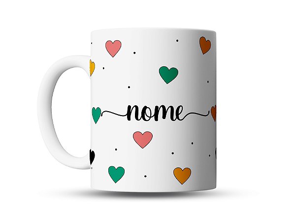 Caneca personalizada corações coloridos