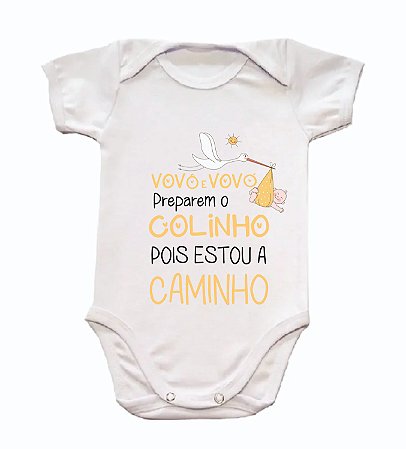 Body bebê VOVÓ e VOVÔ Preparem o colinho, pois estou a caminho - cegonha