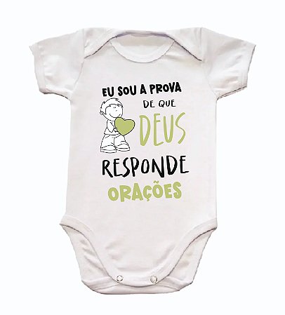 Body bebê Eu sou a prova de que DEUS responde ORAÇÕES - Menino