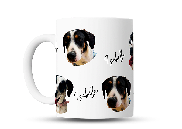 Caneca de café porcelana com foto e nome do seu pet 325ml