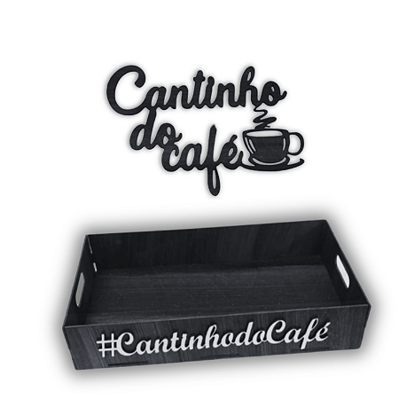 Kit para cantinho do café em mdf com bandeja e aplique de parede