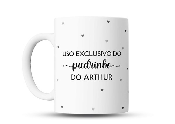 Caneca de café personalizada Uso exclusiva do Padrinho, batizado, corações, 325ml