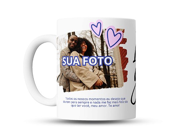 Caneca de café personalizada Namorados com FOTO 'I love you'