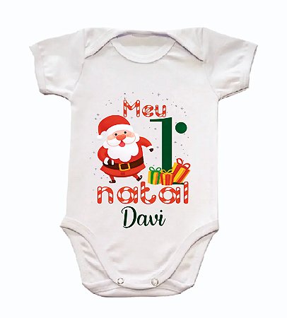 Body bebê personalizado com nome Meu primeiro Natal