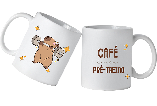 Caneca de café divertida Capivara musculação Café é meu pré treino