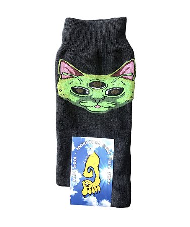 Meia Gnarly Foot Cat Alien  Bang Life Skate Shop - Bang Life Skate Shop -  Tudo para seu skate e acessórios