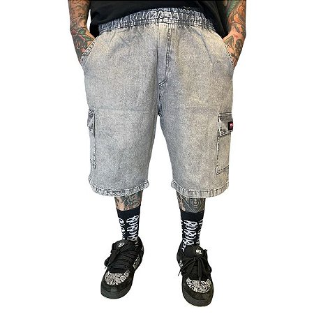 Bermuda Cargo Jeans Cinza Claro Your Face
