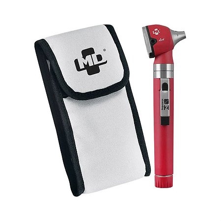 Otoscópio OMNI 3000 LED Fibra Óptica Vermelho com Estojo Macio - MD