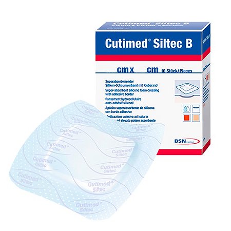 Espuma de Silicone Cutimed Siltec B com Borda - 12,5 x 12,5cm cx c/ 10un - ESSITY